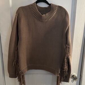 Elegant Fringe Tan Sweater